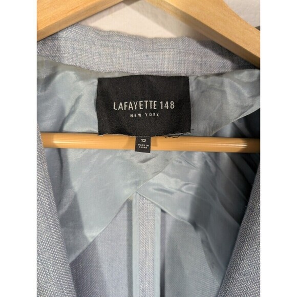 Lafayette 148 New York One Button Blazer Periwinkle Shimmer Viscose Blend Sz 12 - Picture 3 of 11